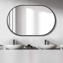 Espelho Grande Oval 80x50 com Moldura de Metal p/ Quarto Sala Banheiro - Aiko Comércio