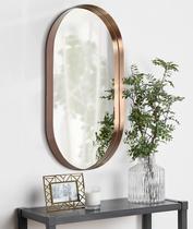 Espelho Grande Oval 80x50 com Moldura de Metal p/ Quarto Sala Banheiro