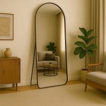 Espelho Grande Oval Arco Base Reta Corpo Inteiro 150x60 Moldura em aluminio Metal