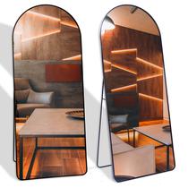 Espelho Grande Oval Arco Base Reta Corpo Inteiro 170x70 Moldura em Metal PRETO MATTE