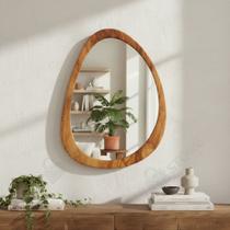 Espelho Grande Oval Moldura em Madeira 80X60cm Decorativo Sofisticado com Pendurador