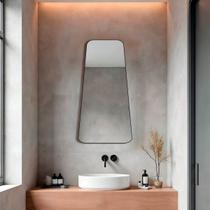 Espelho Grande Pinterest Retrô Corpo Inteiro 110x60cm Borda em Couro 3cm