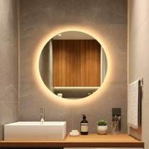 Espelho Grande Redondo com Led 80cm p/ Loja Quarto Sala Banheiro