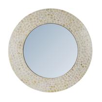 Espelho Grande Redondo Laradore Moldura em Madrepérola 60cm Espelho Grande Redondo Laradore Moldura em Madrepérola 60cm