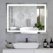 Espelho Grande Retangular 70x130 Cm Jateado Com Led Lapidado