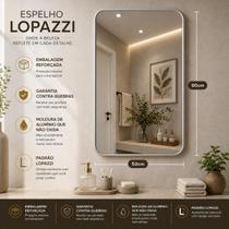 Espelho grande retangular 90x50cm com moldura corpo inteiro para quarto sala banheiro cozinha