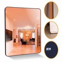 Espelho Grande Retangular Decorativo Sala Banheiro Moldura de Metal 90x80 Quarto Loja Sala Hall