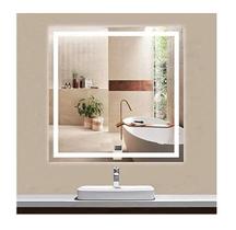 Espelho jateado quadrado iluminado com led frio e touch 70x70cm - Woodglass