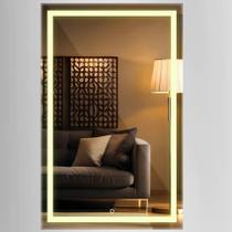 Espelho Jateado Vertical Retangular Led Touch Decorativo de Parede