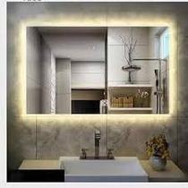 Espelho Lapidado 90 x 90 cm Com Led Atrás Quente 3.000K e Touch Screen
