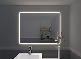 Espelho lapidado bisotê iluminado com LED Frio - 50x50cm
