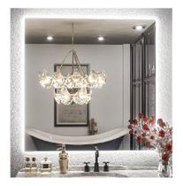 Espelho lapidado bisotê Iluminado com LED frio - 80x80cm