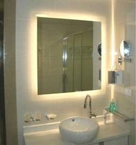 Espelho lapidado bisotê Iluminado com LED quente - 40x40cm