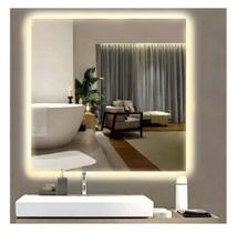 Espelho lapidado bisotê Iluminado com LED Quente - 60x60cm