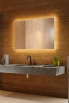 Espelho lapidado bisotê Iluminado com LED quente - 60x80cm
