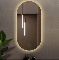 Espelho Lapidado Oval Iluminado com led quente - 50x80cm - Woodglass