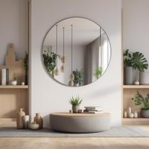 Espelho Lapidado Redondo 60cm Decoração Kit Instalação Luxo Moderno Casa Estilo Status Espelho Lapidado Redondo 60cm Decoração Kit Instalação Luxo Moderno Casa Estilo Status