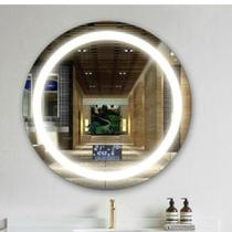 Espelho Led 3 cores 80cm inteligente toca musica com desembaçador led caixas de som interativo visor com hora