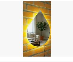Espelho Led 3 cores Orgânico formato gota com luz iluminação botão touch screen 53x70 Espelho Led 3 cores Orgânico formato gota com luz iluminação botão touch screen 53x70