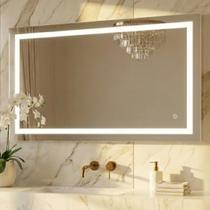 Espelho LED 3 cores temperaturas frio neutro e quente banheiro 100x80 horizontal deitado
