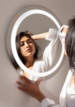 Espelho Led 70cm 3 cores Botão Touch Luz Ajustável Dimerizável Redondo banheiro toalete leds luz frontal