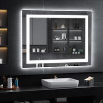 Espelho Led 70x50 Cm Retangular Jateado Touch Screen Premium