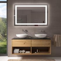 Espelho Led 80cm 100x 50 cm frio Botão Touch Luz Ajustável Dimerizável retangular luz frontal banheiro retro iluminado Espelho Led 80cm 100x 50 cm frio Botão Touch Luz Ajustável Dimerizável retangular luz frontal banheiro retro iluminado