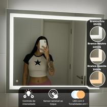 Espelho Led 90x60 Cm 3 Cores Lapidado 3000k 4000k 6500k Espelho Led 90x60 Cm 3 Cores Lapidado 3000k 4000k 6500k