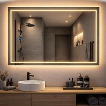 Espelho led Banheiro 3 Cores de Luz Com Desembaçador e Display Digital 60x80cm Bivolt