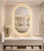 Espelho LED Banheiro de Parede Touch 3 Cores de Luz Com Desembaçador e Display Digital 80x50 cm Bivolt Espelho LED Banheiro de Parede Touch 3 Cores de Luz Com Desembaçador e Display Digital 80x50 cm Bivolt