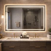 Espelho LED Banheiro de Parede Touch 3 Cores de Luz Com Desembaçador e Display Digital 80x60 cm Bivolt