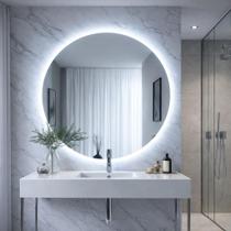 Espelho LED Banheiro Redondo 60x60 Iluminado Bivolt com Fonte Luz Fria ou Quente Espelho LED Banheiro Redondo 60x60 Iluminado Bivolt com Fonte Luz Fria ou Quente