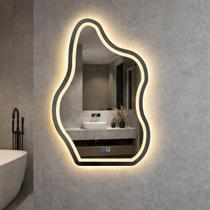 Espelho LED Banheiro Touch 3 Cores de Luz Com Desembaçador e Display Digital 80X65 cm Bivolt