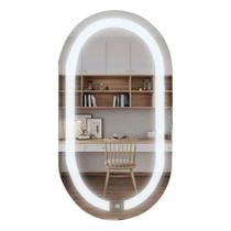 Espelho Led Branco Oval 75x50cm Touch Screen com Fonte