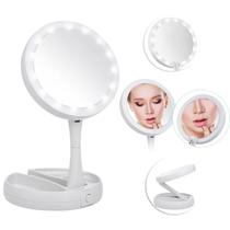Espelho Led Com Zoom 10x Dupla Face Iluminado Dobrável