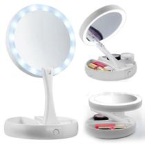 Espelho Led De Mesa Com Aumento 10x Dobrável Para Maquiagem - DropNinja