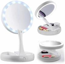 Espelho LED Dobrável Portátil com Aumento de 10x