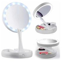 Espelho Led Dobravel Portátil Maquiagem Rosto Make Camarim