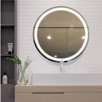 Espelho led frio 6500k redondo 90 cm com musica caixas de som tecla touch luz ajustavel interativo inteligente