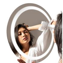 Espelho Led frio 90 cm redondo com musica caixas de som interativo inteligente