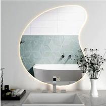 Espelho Led frio Organico estrutura de aluminio com luz iluminação botão touch screen 70x59