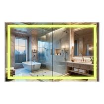 Espelho Led Grande Jateado Retangular 80x90 Cm Tomada Bivolt