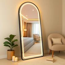 Espelho LED Jateado Oval 170x70cm 3 Cores Touch Bivolt