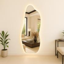 Espelho LED Lopazzi 110x50 cm Design Orgânico Lapidado Iluminação 3000K 6500K Bivolt Instalação de Parede