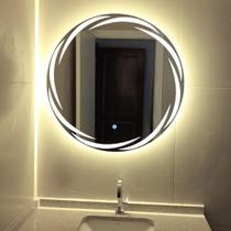 Espelho Led luz neutra 70 cm tecla Botão Touch Luz Ajustável dimmer Redondo decoração raios
