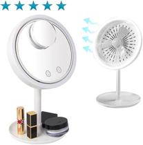 Espelho led maquiagem make ventilador touch branco