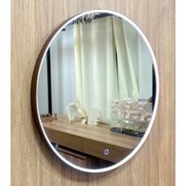 Espelho led neon com touch, acabamento em couro várias cores disponíveis, disponível em 4 tamanhos.