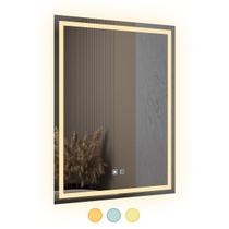 Espelho LED Retangular 3 Cores Banheiro Dual Touch com Desembaçador Bivolt