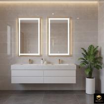 Espelho LED Touch Retangular com Luz Quente / Luiz Fria / Luz Neutra Design Elegante - EXPRESSO MOVEIS
