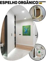 Espelho LED USB De Parede Orgânico 50cm Banheiro Quarto Maquiagem E Hall Iluminação Suave